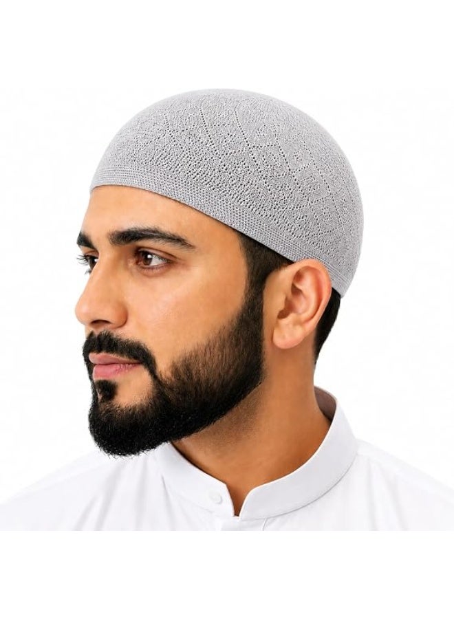 مرفا طاقية صلاة إسلامية للرجال – قطعة واحدة – لون رمادي - Image 1