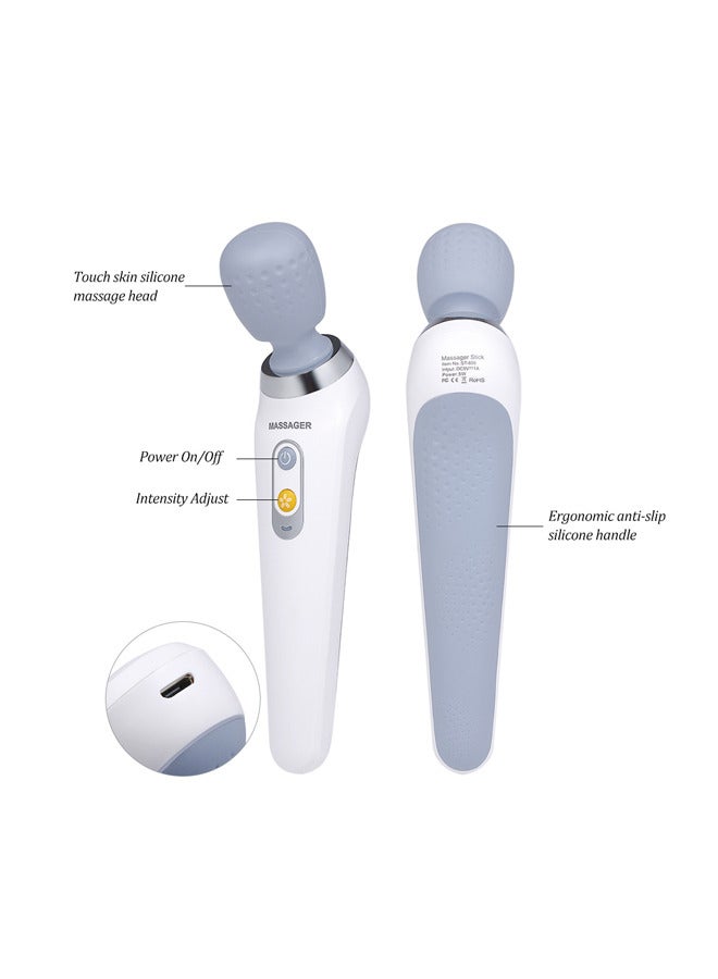 Wand Massager with 5 Vibrational Modes - Skin-Friendly Silicone & Quiet Operation