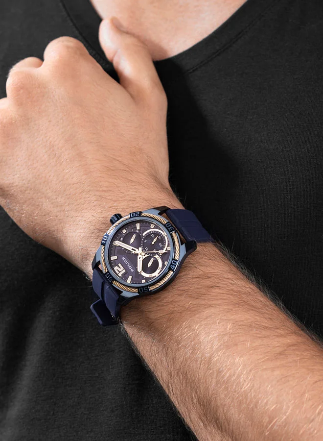بوليس POLICE - Chokery Watch For Men Blue Dial With Blue Silicone Strap - PEWJQ0005303