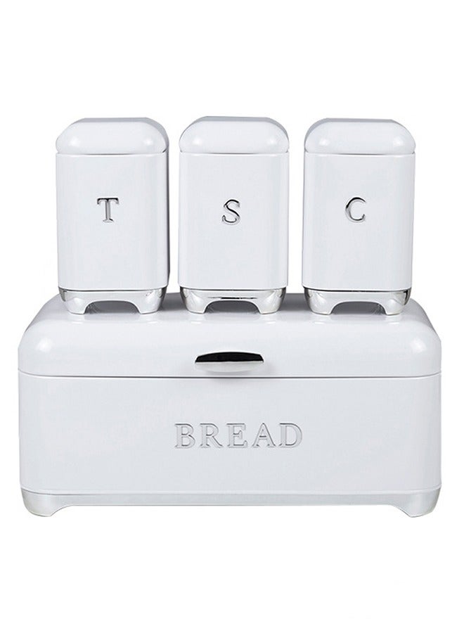 XiuWoo 4-Piece Large Capacity Stainless Steel, Coffee Kitchen Canister, Sugar Organizer, Tea Storage Box, Coffee Storage Jars, Bread Storage Bin Kitchen Containers Storage Set  - Image 1
