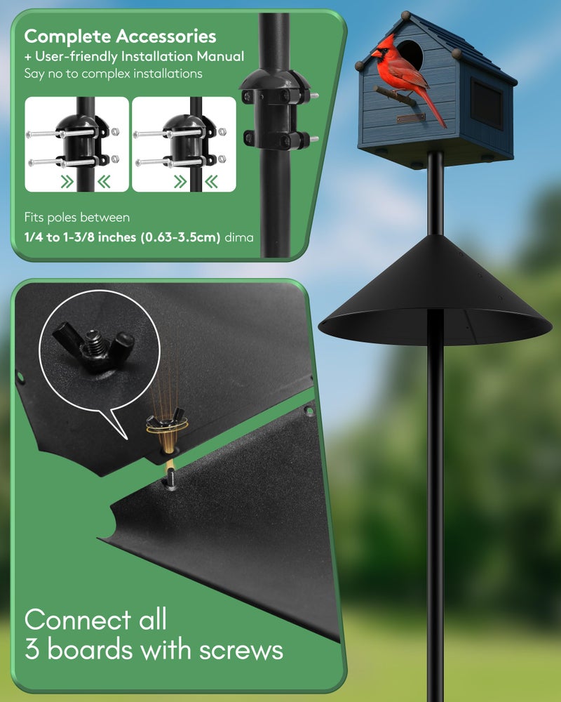 KITVONA 19 Inch Metal Squirrel Baffle for Bird Feeder Pole, Outdoor Squirrel Proof Bird Feeders, Bird House Guard for Shepherdâ€™s Hook, Rust Chew Proof Heavy Duty - Image 5