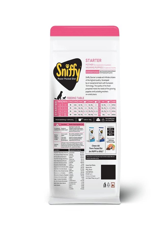 Sniffy Starter Dry Dog Food - 800 gm for Pregnant Mother & Weaning Puppy | Real Chicken & Egg, Power Packed High Protein Diet for All Breeds | Gluten Free Food for Dogs - Image 2