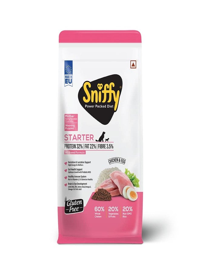 Sniffy Starter Dry Dog Food - 800 gm for Pregnant Mother & Weaning Puppy | Real Chicken & Egg, Power Packed High Protein Diet for All Breeds | Gluten Free Food for Dogs - Image 1