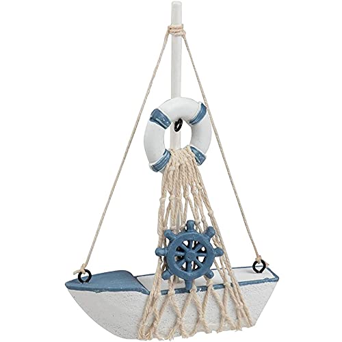 Juvale Mini Wooden Sailboat Models for Nautical Decor - 4 Pack, 4.4 x 6.8 x 1.25 in, Blue & White - Coastal & Beach Decor for Home, Nautical Party Decorations & Sailboat Centerpieces - Image 5