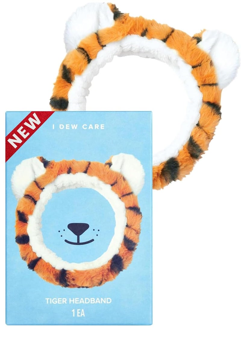 I DEW CARE Face Wash Headband  Tiger  Adorable Design Perfect for Washing  Cleansing Makeup and Spa Bath Skincare Quick Dry Soft  Fuzzy Non Slip Reusable Teen Girls Stuff