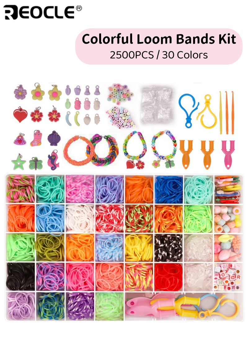 REOCLE 2500PCS Rubber Band Bracelet Refill Kit Loom Bracelet Making Kit with Storage Box for Beginners Birthday Parties Kids Friendship Fun Craft Home Craft Use Ideal for Kids Boys Girls (30 colors) - Image 1