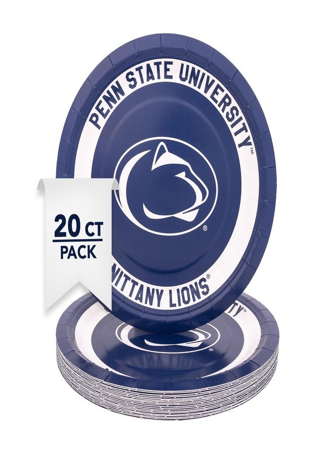 Desert Cactus Penn State Paper PlatesPSU Nittany Lions 20 Count 9 inch Round Tableware for Tailgates, Graduation, Party and Game Day (Design A) - Image 1