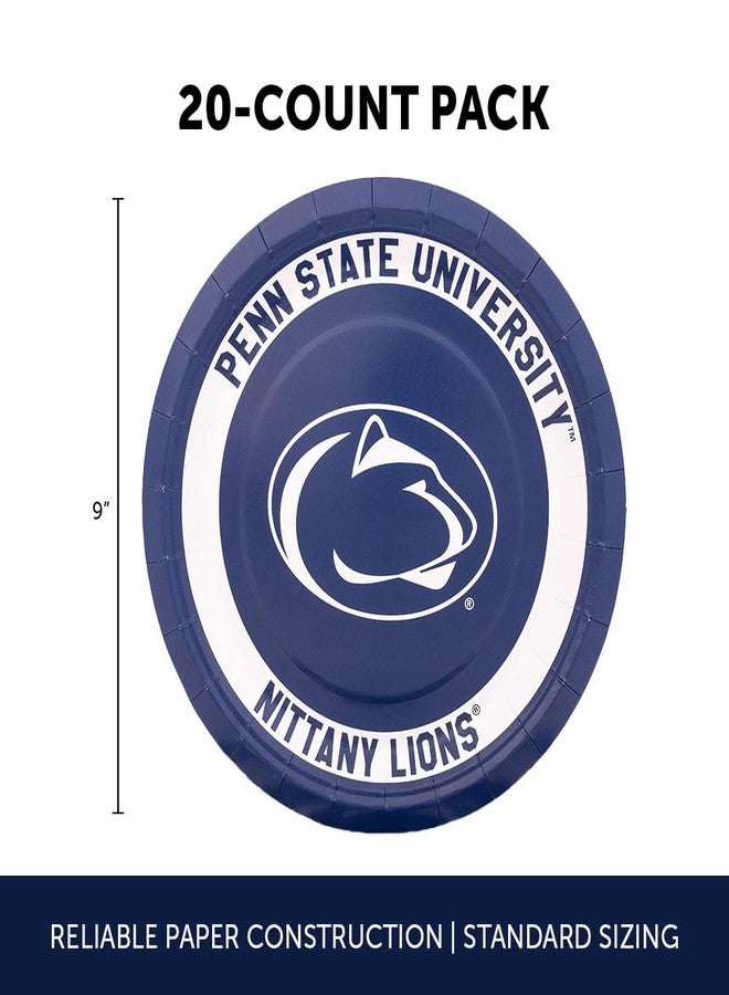 Desert Cactus Penn State Paper PlatesPSU Nittany Lions 20 Count 9 inch Round Tableware for Tailgates, Graduation, Party and Game Day (Design A) - Image 2