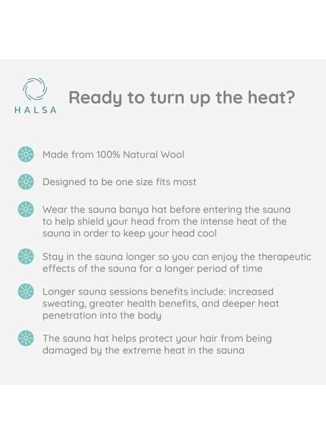 Halsa Captain Sweat Handmade Wool Sauna Hat to Protect Hair, Stay Longer, Enhance Benefits, Regulate Temperature - Gift for Users, Accessory for Women and Men - Image 5