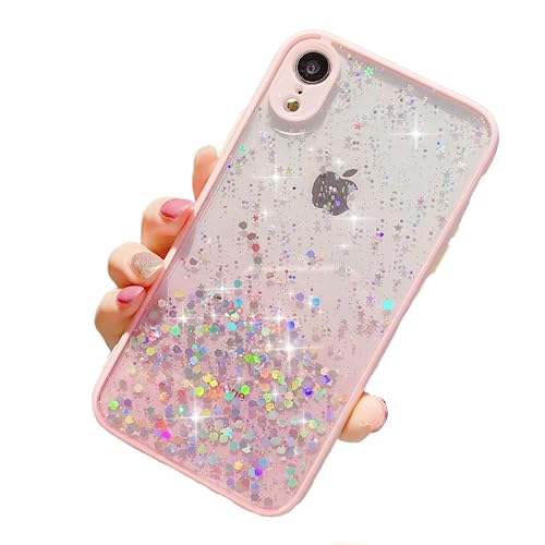 VONZEE® Case Compatible with iPhone XR (6.1 inch), Non Moving Glitter Cover for Girls & Women Soft TPU Shockproof Anti Scratch Drop Protection Cover (Pink) - Image 4