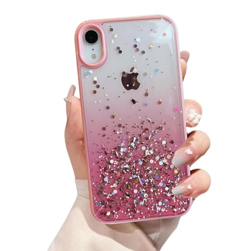 VONZEE® Case Compatible with iPhone XR (6.1 inch), Non Moving Glitter Cover for Girls & Women Soft TPU Shockproof Anti Scratch Drop Protection Cover (Pink) - Image 1