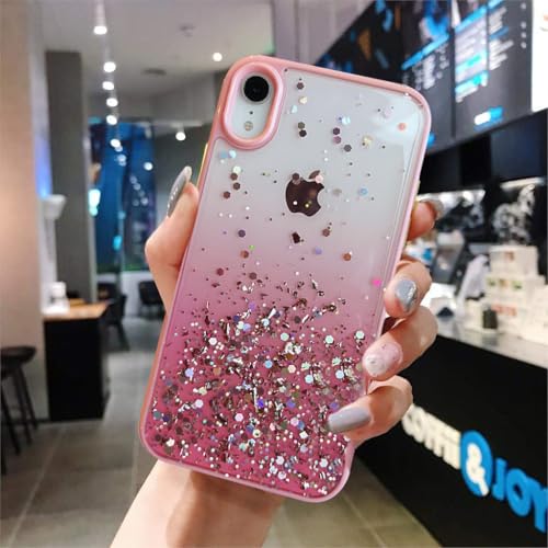 VONZEE® Case Compatible with iPhone XR (6.1 inch), Non Moving Glitter Cover for Girls & Women Soft TPU Shockproof Anti Scratch Drop Protection Cover (Pink) - Image 3