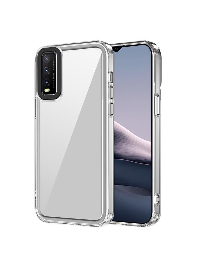 جراب شفاف مقاوم للصدمات مصنوع من مادة الأكريليك + TPU لهاتف vivo Y20/Y20i/Y20s/Y12s 2021/Y20a (شفاف)