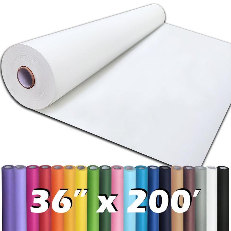 PH PERKHOMY PerkHomy 36" x 2,400" (200') White Kraft Paper Roll for Craft Bulletin Board Paper Art Table Covering Crafting Gift Wrapping Bouquet Packing Parcel 80GSM 55LB (White, 36" x 200') - Image 1
