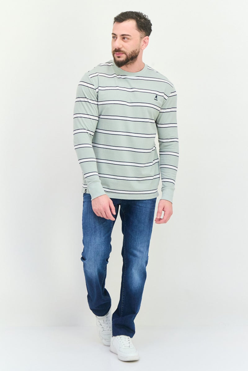 KANGOL Men Crew Neck Long Sleeves Stripe T-Shirt, Multicolor - Image 4
