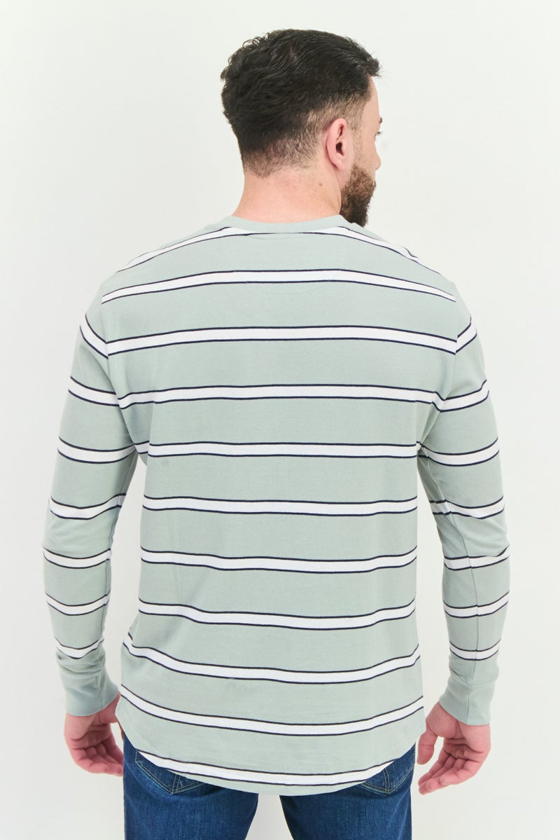KANGOL Men Crew Neck Long Sleeves Stripe T-Shirt, Multicolor - Image 3