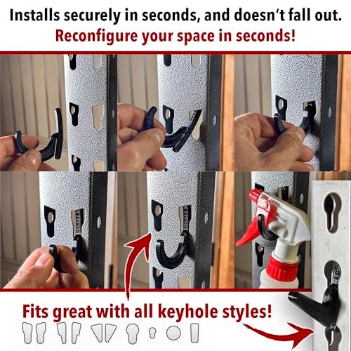 Electron Whale BearClaw Universal Hooks for Garage Shelving and Industrial Storage Racks with Keyhole Slots LHook and JHook for Garage Shelving Compatible with Keyhole Slots UVResistant Up to 40 lbs Load - Image 3