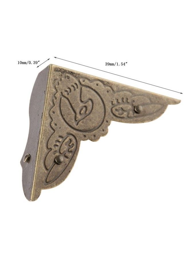 Dophee 4 Pack Vintage Corner Protectors 1.54"X1.54"X0.39" Antique Bronze Decorative Edge Corner Protectors Threesided Metal Edge Cover With Mounting Nails For Table Jewelry Wine Wooden Box  - Image 4