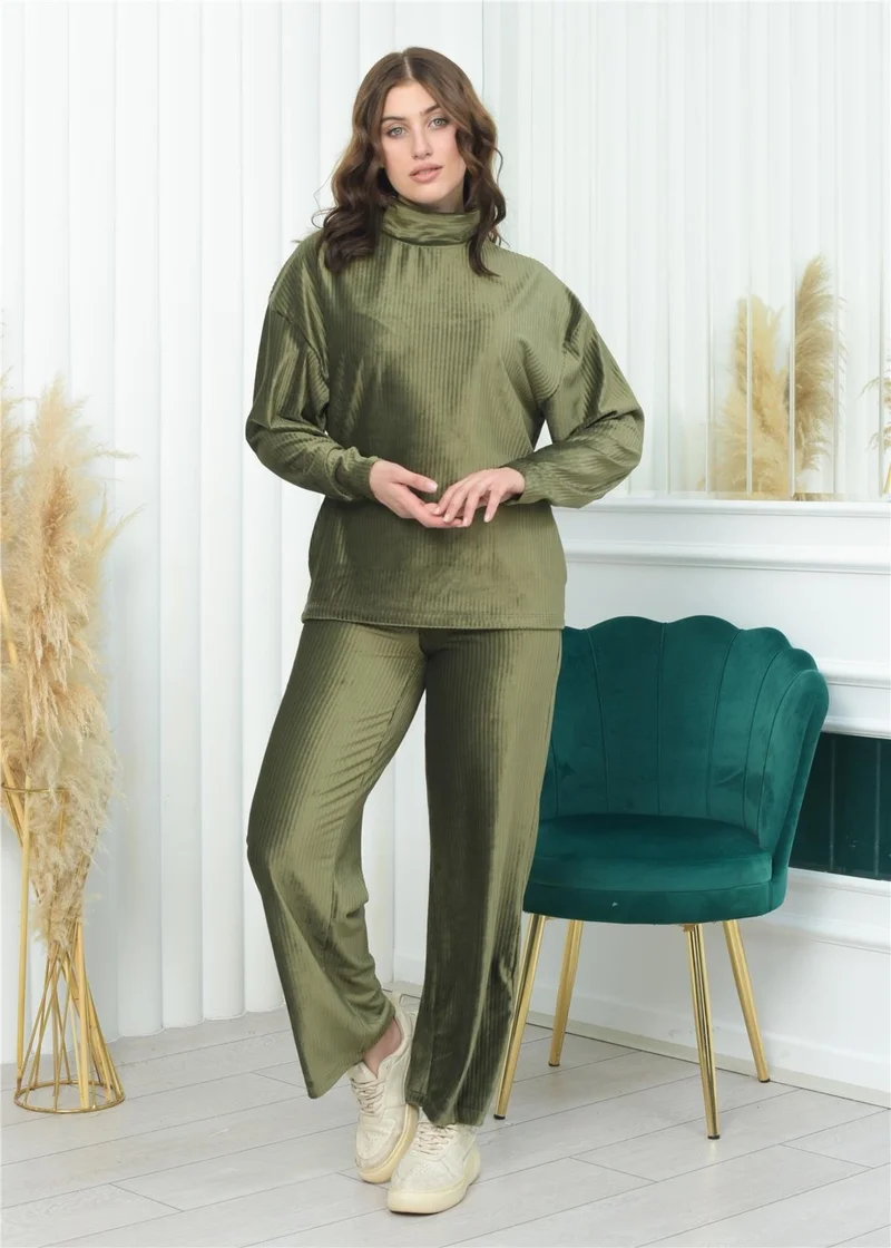 نوسيل Half Neck Corduroy Suit Khaki Color