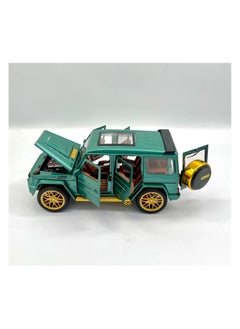 CHE ZHI 1/24 Model Car, Zinc Alloy Pull Back Toy Car with Sound and Light for Kids, Boy/Girl Gift (Green)  - Image 4