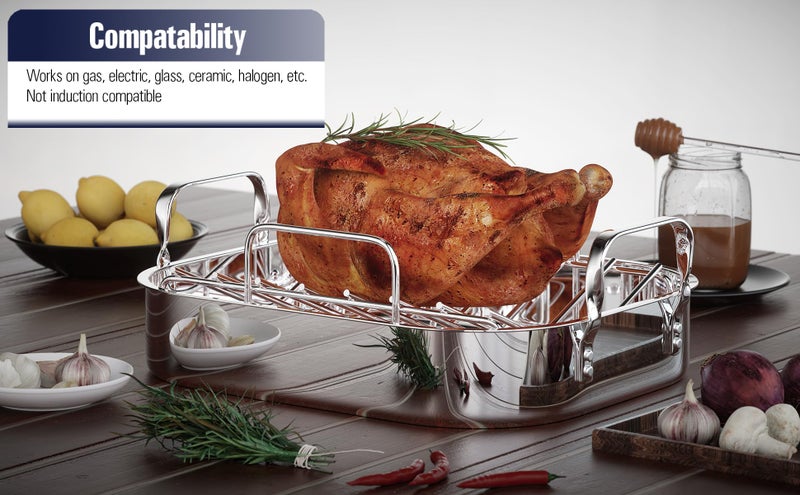 Cooks Standard 14-Inch by 12-Inch Stainless Steel Roaster with Rack, Rectangular - Image 4