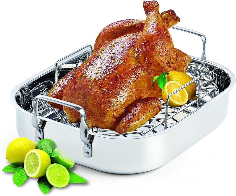 Cooks Standard 14-Inch by 12-Inch Stainless Steel Roaster with Rack, Rectangular - Image 2