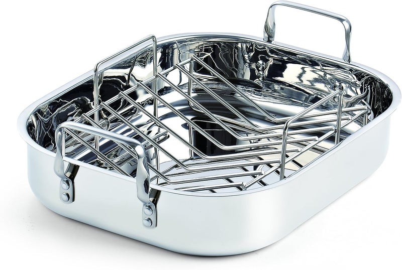 Cooks Standard 14-Inch by 12-Inch Stainless Steel Roaster with Rack, Rectangular - Image 1