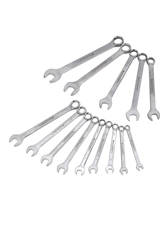 LAWAZIM Wrench Set - 14 Piece, Silver - Carbon Steel Combination Wrenches with Metric Sizes 8 to 32mm, Open-End & Box-End Design, Roll-Up Pouch - Ideal for Automotive, Home Repair, DIY, Mechanic Use - Image 5