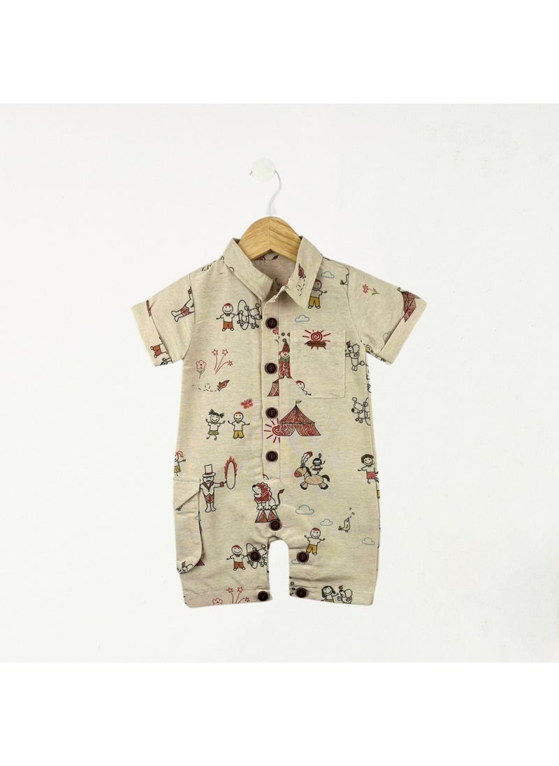 FOR MY BABY Baby Fou Tent Print Short Sleeve Jumpsuit  - Image 1