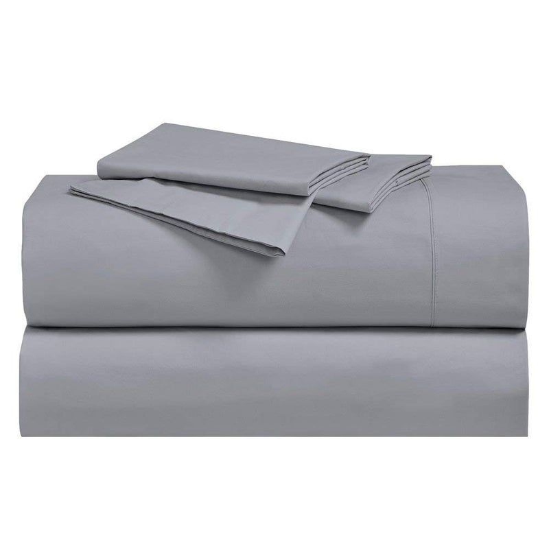 Royal Hotel Bedding Abripedic Crispy Percale Sheets 300ThreadCount 4PC Solid Sheet Set 100 Cotton Super Deep Pocket King Gray