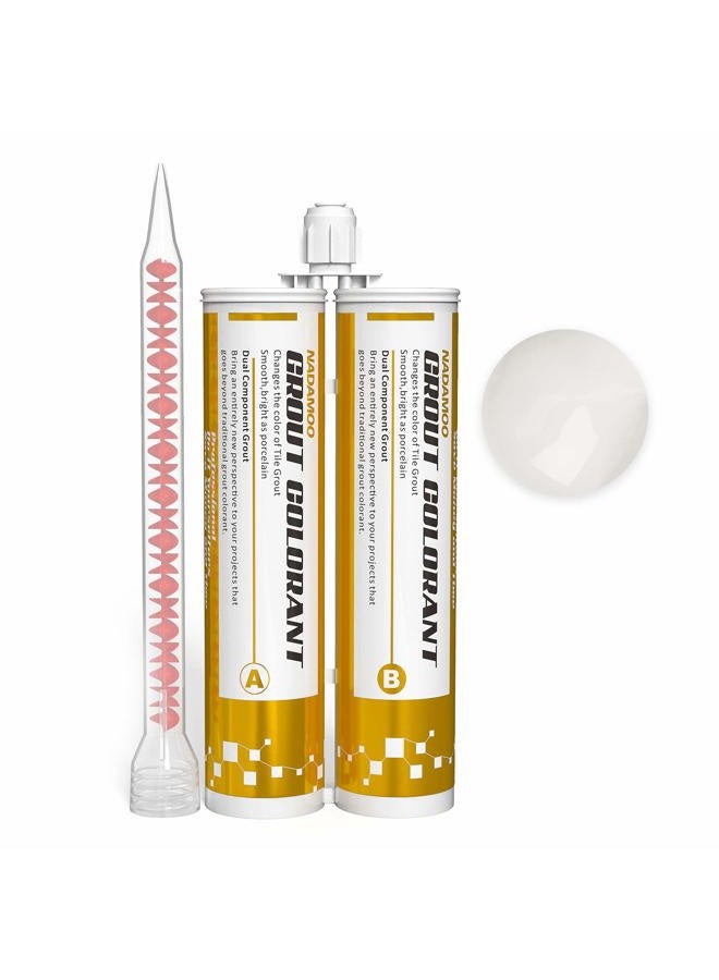 NADAMOO Epoxy Grout Bright Porcelain White, Dual Tubes Waterproof Tile Grout 19oz 400ml, Restore Tile Grout Line for Shower Bathroom Wet Room Kitchen, Caulk Gun NOT Included - Image 1