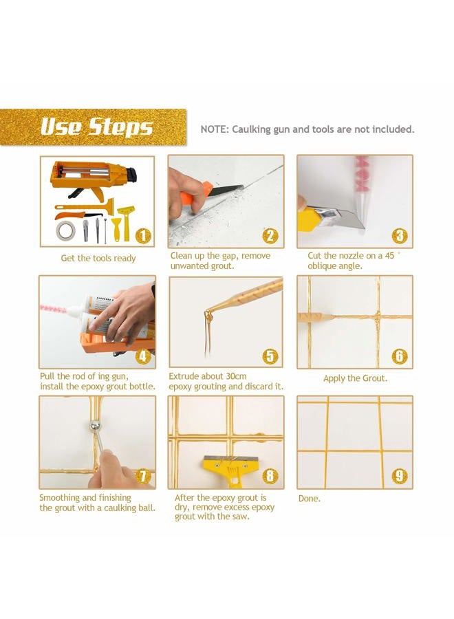 NADAMOO Epoxy Grout Bright Porcelain White, Dual Tubes Waterproof Tile Grout 19oz 400ml, Restore Tile Grout Line for Shower Bathroom Wet Room Kitchen, Caulk Gun NOT Included - Image 4