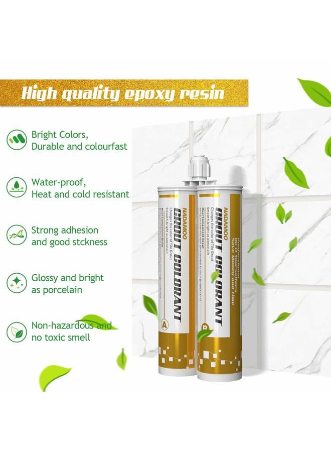 NADAMOO Epoxy Grout Bright Porcelain White, Dual Tubes Waterproof Tile Grout 19oz 400ml, Restore Tile Grout Line for Shower Bathroom Wet Room Kitchen, Caulk Gun NOT Included - Image 3