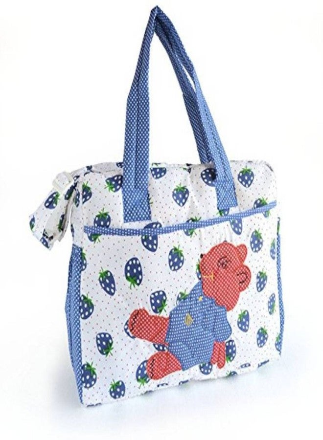 Good Luck New Born Baby Multipurpose Mother Bag with Multi Compartment for Baby Care and Mama Shoulder Bag Cotton Fabric (Teddy Blue White Red,Pack of 1) - Image 3