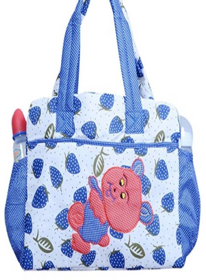 Good Luck New Born Baby Multipurpose Mother Bag with Multi Compartment for Baby Care and Mama Shoulder Bag Cotton Fabric (Teddy Blue White Red,Pack of 1) - Image 1