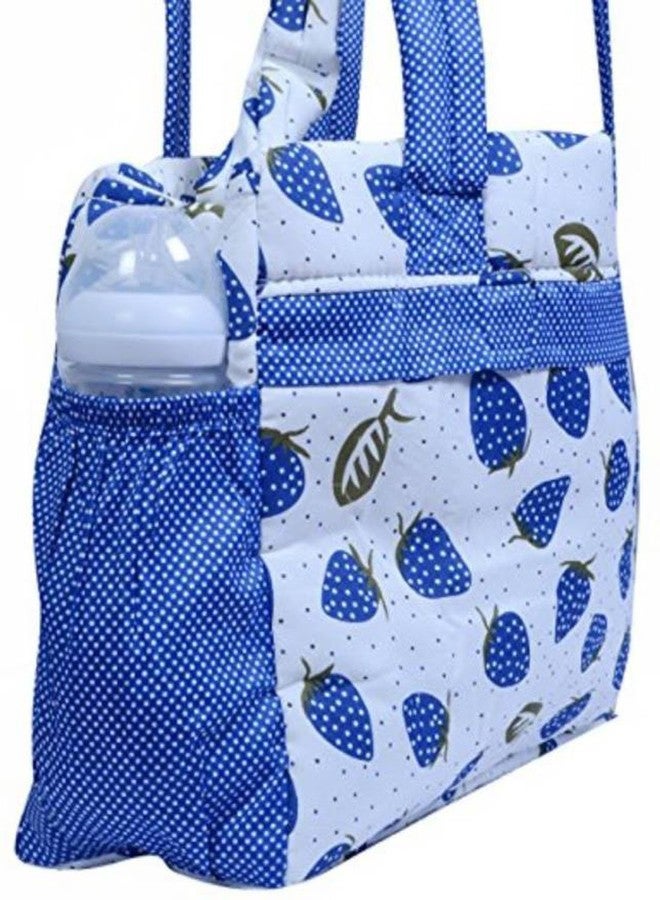 Good Luck New Born Baby Multipurpose Mother Bag with Multi Compartment for Baby Care and Mama Shoulder Bag Cotton Fabric (Teddy Blue White Red,Pack of 1) - Image 2