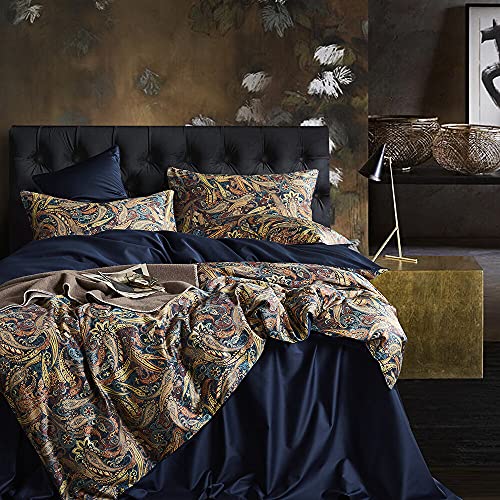 Cupocupa Duvet Cover Queen Size Set Boho Floral Pattern Duvet Cover Queen for Queen Size Bed Vintage Soft Bedding Leaf Print Paisley Duvet with Pillowcases - Image 1