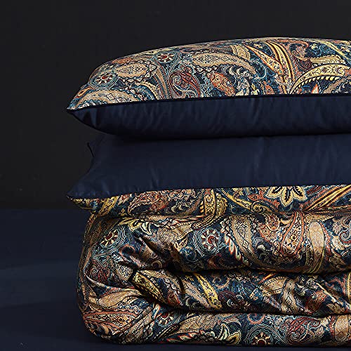 Cupocupa Duvet Cover Queen Size Set Boho Floral Pattern Duvet Cover Queen for Queen Size Bed Vintage Soft Bedding Leaf Print Paisley Duvet with Pillowcases - Image 4