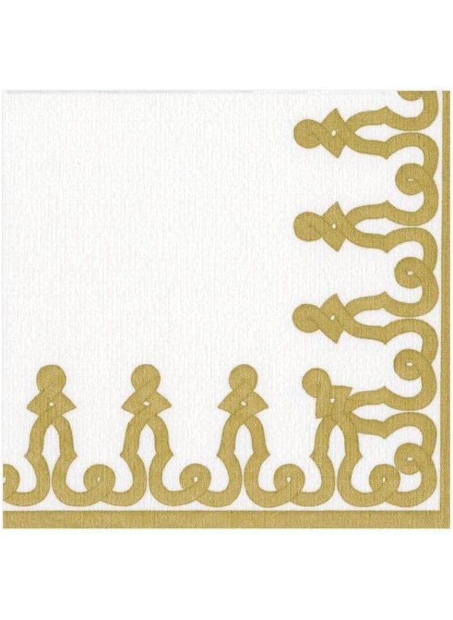 Caspari Passementerie Gold Paper Linen Airlaid Group Cocktail Pack of 15 Gold 15640CG  - Image 2