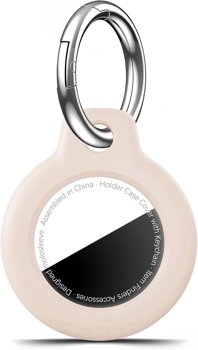 حامل Airtag مع سلسلة مفاتيح، غطاء GPS مقاوم للصدمات ومقاوم للخدش لـ Air Tags، ملحقات Airtag لحالات تتبع GPS للحقائب والأمتعة، لون شاي الحليب - Image 1