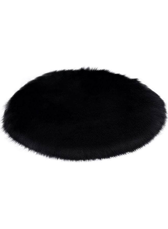 PEI  AN Round Plain Fluffy Rug Black 45x17.75cm