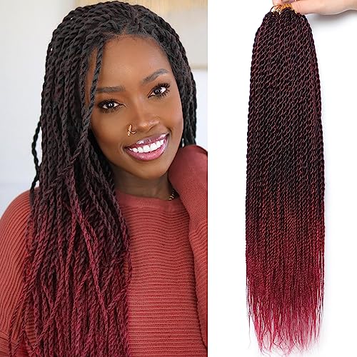 VIOLET Red Crochet Hair For Black Women 18 Inch Long Senegalese Twist Crochet Hair 9 Packs Crochet Braids Prelooped Crochet Twist Hair Crochet Braids For Black Women 20 Strands Crochet Twist Hair TBUG - Image 1