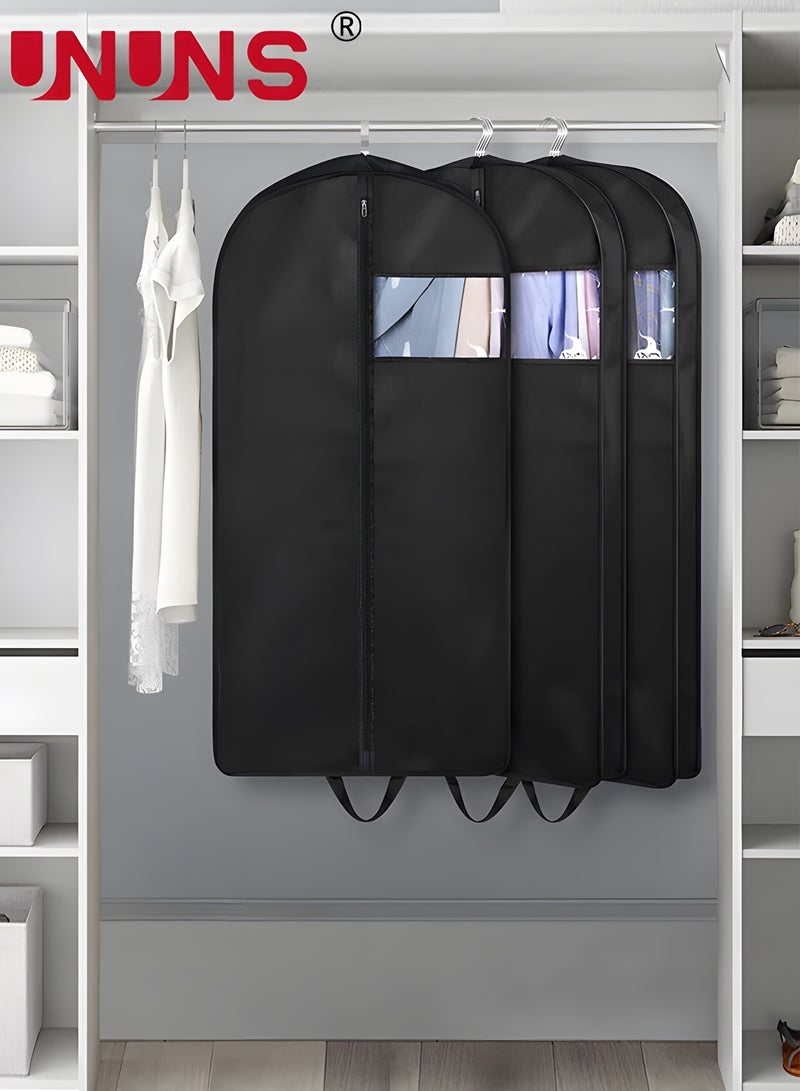 UNUNS Clothes Dust Covers,3 Packs Foldable Hanging Garment Bags With Visible Window And Zip,4" Gusseted Clear Clothes Cover For Closet Storage Suit Bag,60x100cm - Image 1