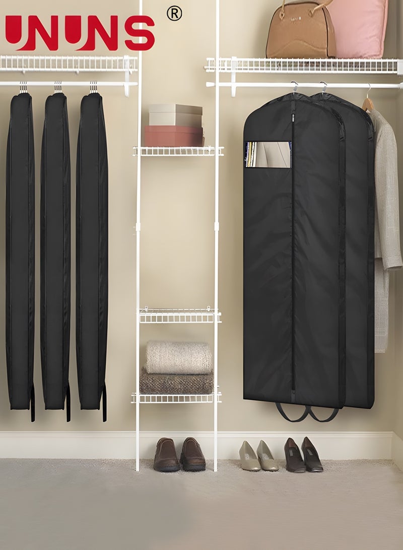 UNUNS Clothes Dust Covers,3 Packs Foldable Hanging Garment Bags With Visible Window And Zip,4" Gusseted Clear Clothes Cover For Closet Storage Suit Bag,60x100cm - Image 3