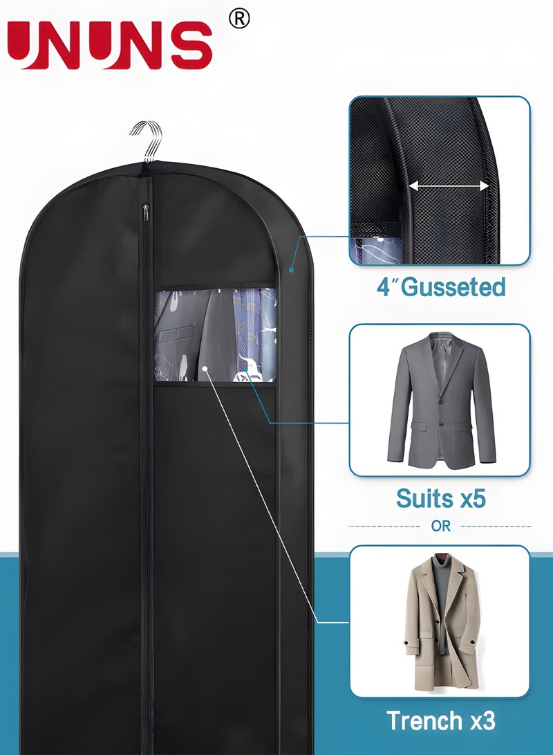 UNUNS Clothes Dust Covers,3 Packs Foldable Hanging Garment Bags With Visible Window And Zip,4" Gusseted Clear Clothes Cover For Closet Storage Suit Bag,60x100cm - Image 2