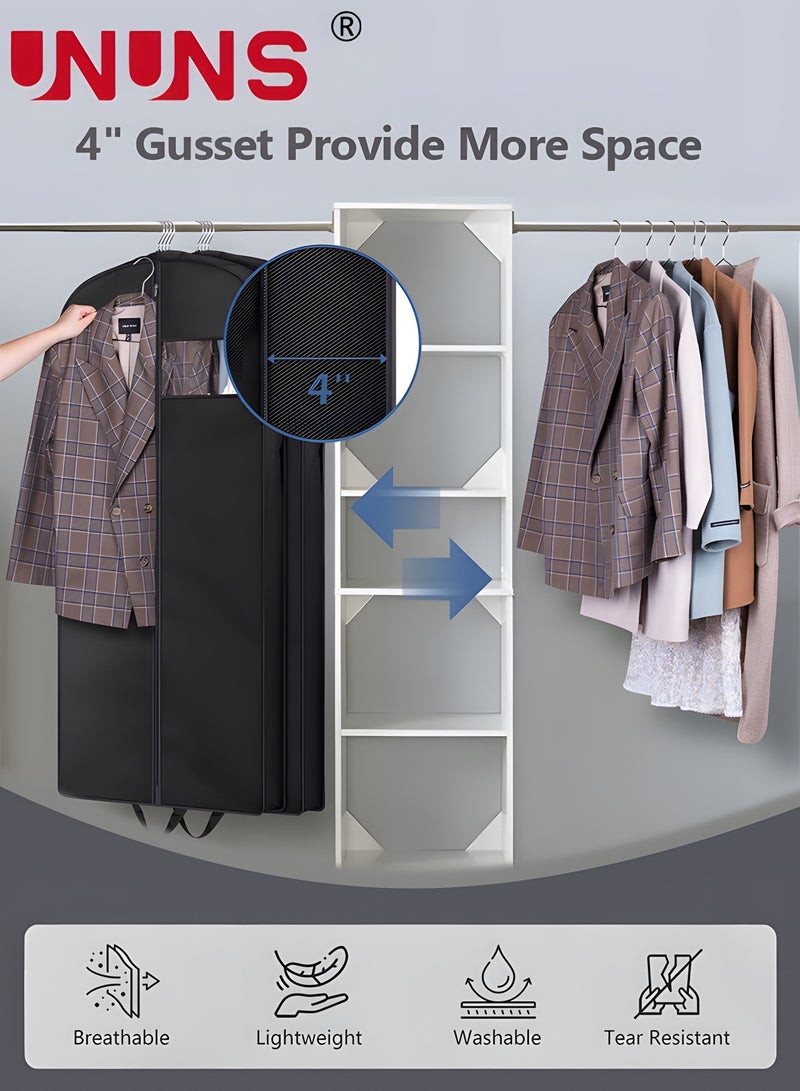 UNUNS Clothes Dust Covers,3 Packs Foldable Hanging Garment Bags With Visible Window And Zip,4" Gusseted Clear Clothes Cover For Closet Storage Suit Bag,60x100cm - Image 4