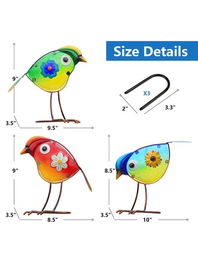 LEGIFO Bird Garden Decor for Outside, Glass & Metal Yard Art Decorations Outdoor Decor for Patio Backyard, Gift for Women Grandma Mom（3 Pack） - Image 5