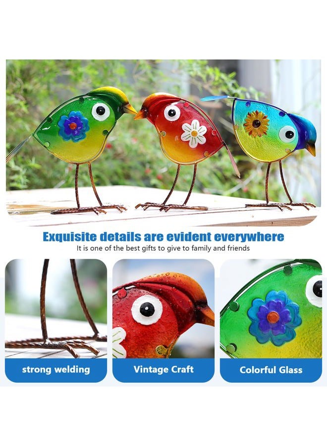 LEGIFO Bird Garden Decor for Outside, Glass & Metal Yard Art Decorations Outdoor Decor for Patio Backyard, Gift for Women Grandma Mom（3 Pack） - Image 4