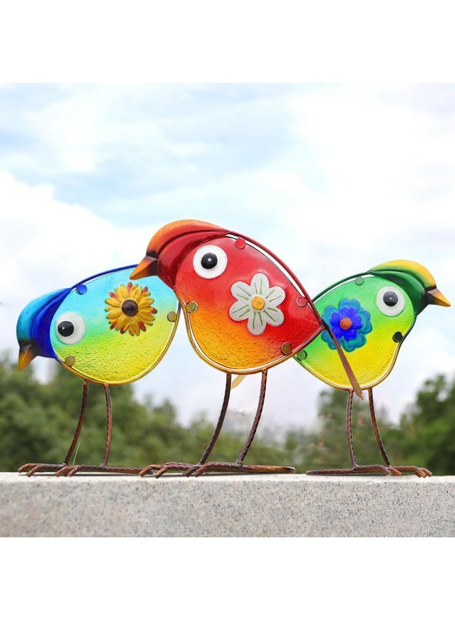 LEGIFO Bird Garden Decor for Outside, Glass & Metal Yard Art Decorations Outdoor Decor for Patio Backyard, Gift for Women Grandma Mom（3 Pack） - Image 1