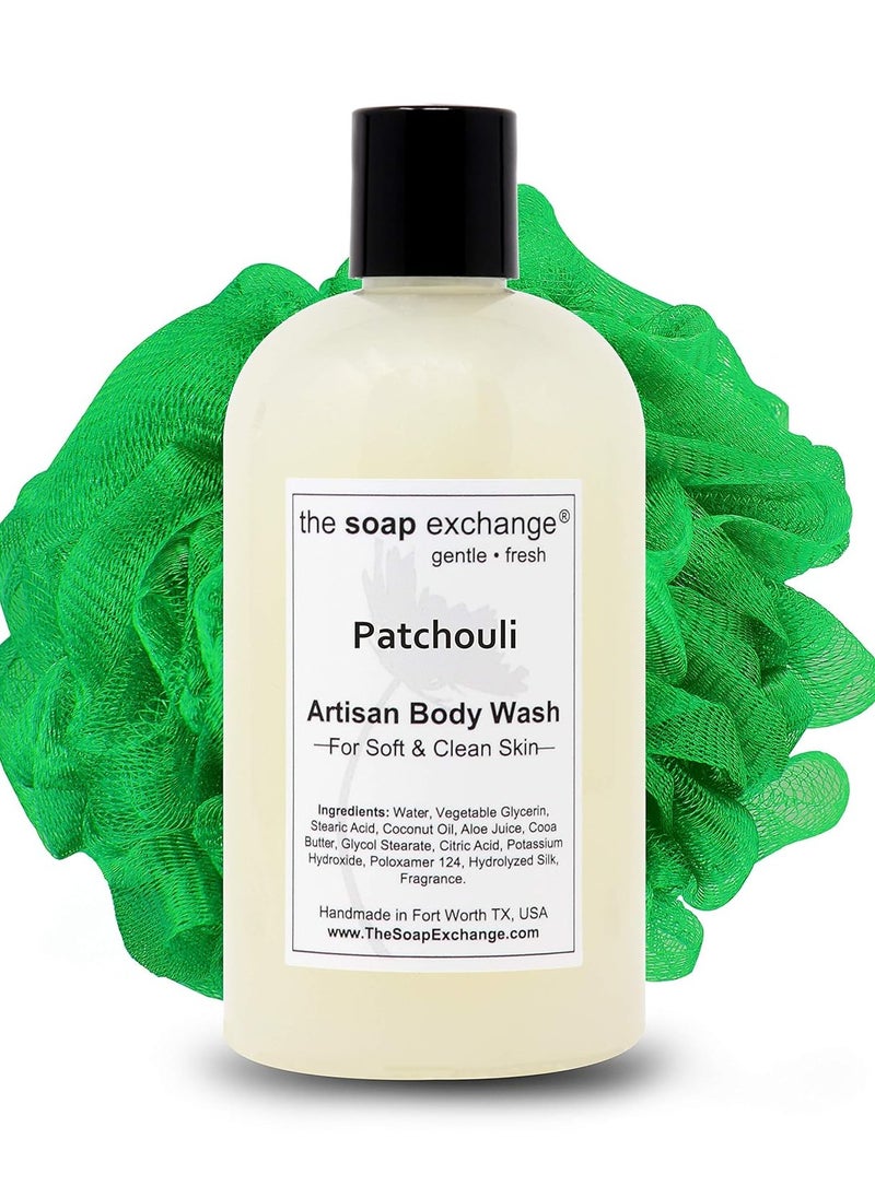 The Soap Exchange Body Wash - Patchouli Scent - Hand Crafted 12 fl oz / 354 ml Natural Artisan Liquid Soap for Hand, Face & Body, Shower Gel, Cleanse, Moisturize, & Protect. Made in the USA.  - Image 1